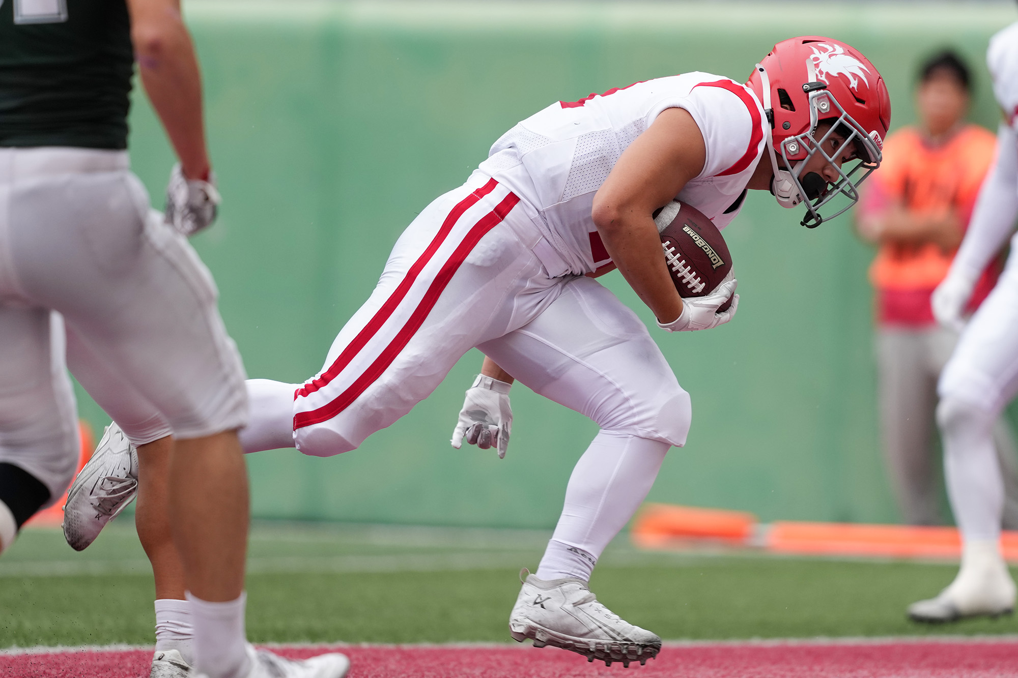 第1Qに2本目のTDを奪ったルーキー桑野稜也=撮影：北川直樹