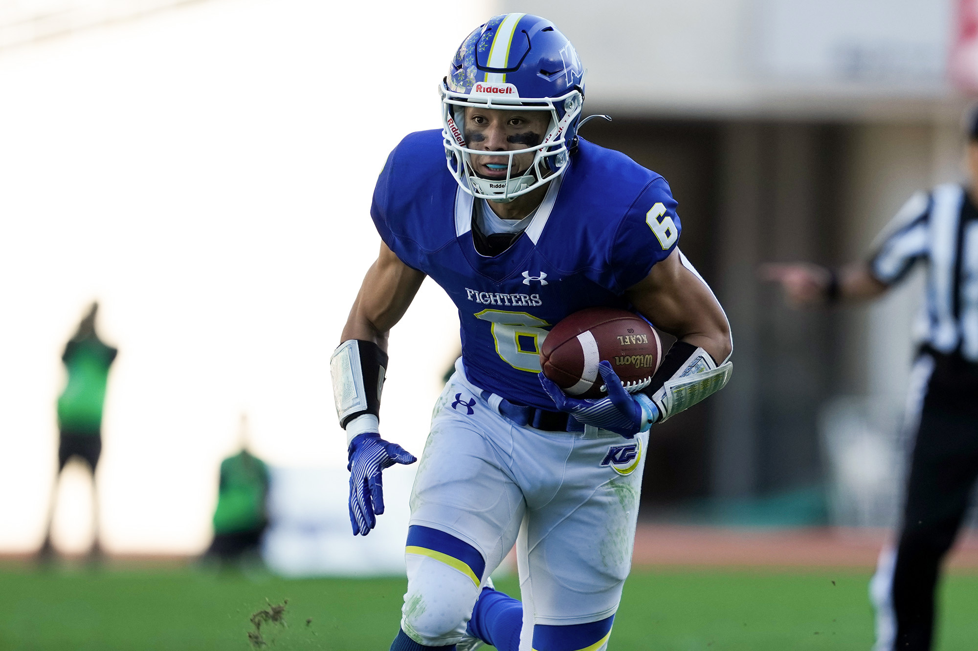 WR五十嵐はエースの存在感を見せランアフターキャッチでも魅せた=撮影：北川直樹