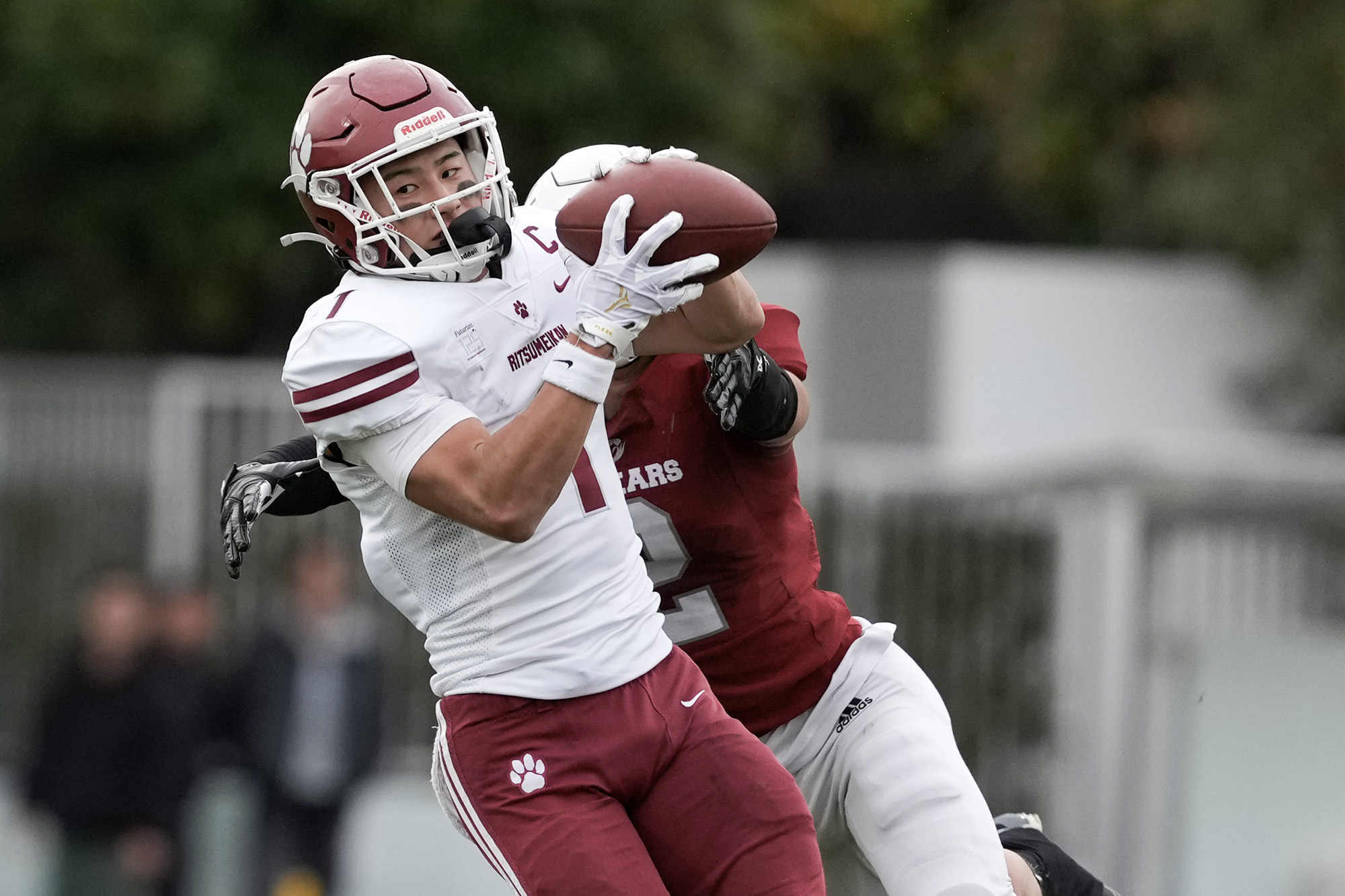  勝負強いキャッチと走りで存在感を魅せた立命館WR木下=撮影：北川直樹