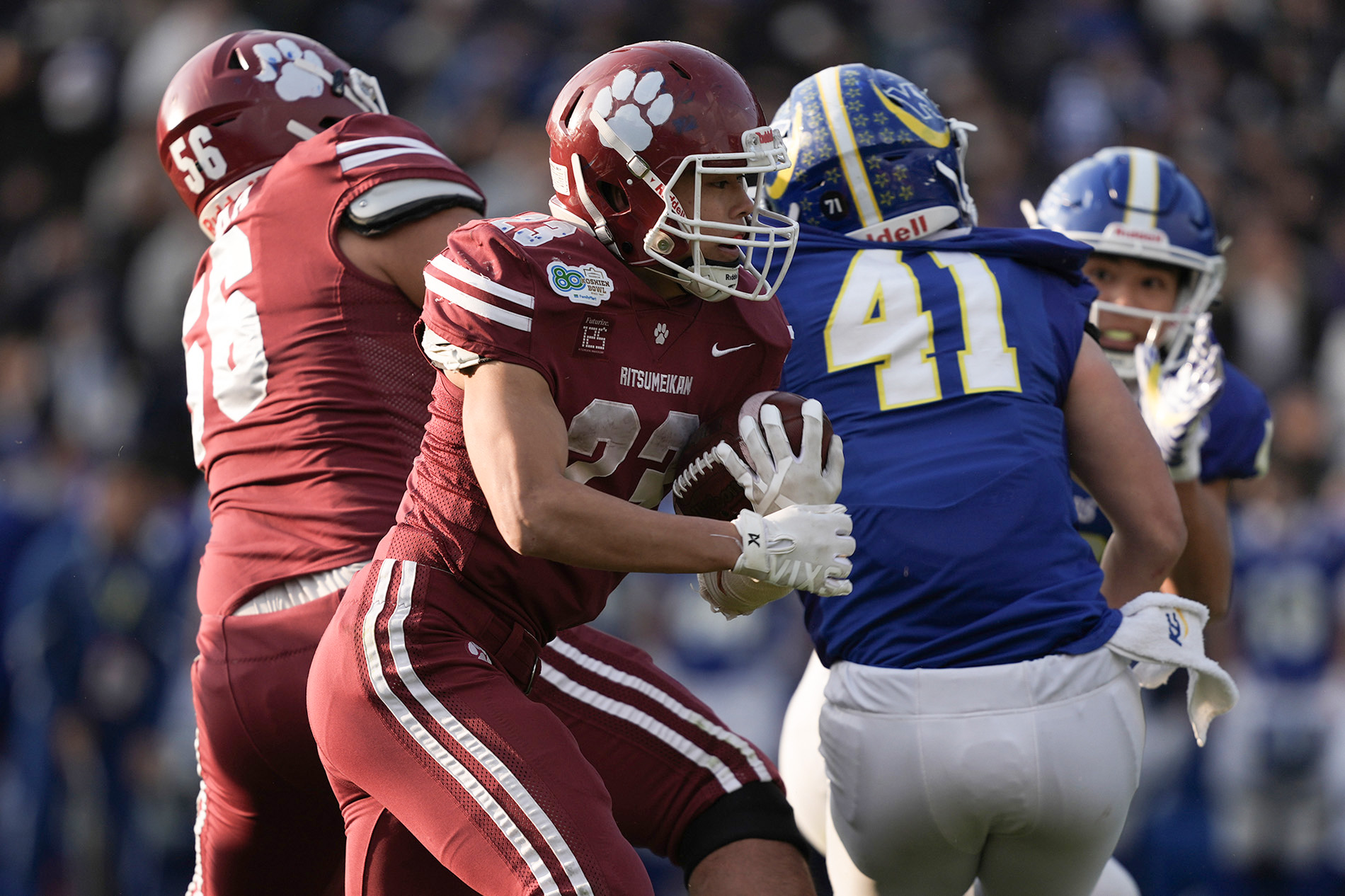 堅実で力強い走りで攻撃を支えたRB蓑部=撮影：北川直樹