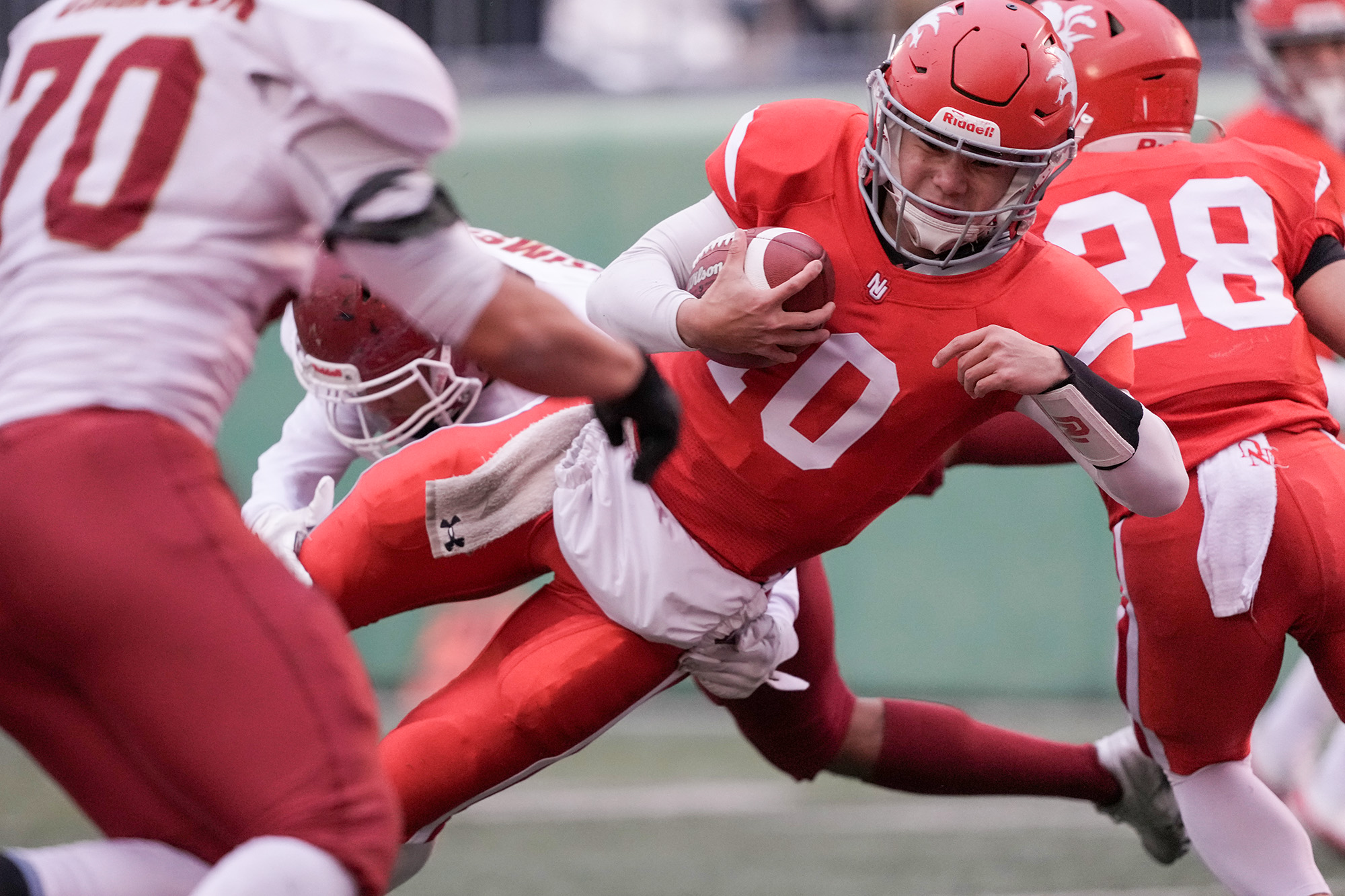 学生ラストゲームを締めくくるTDを決めた日大QB石上=撮影：北川直樹