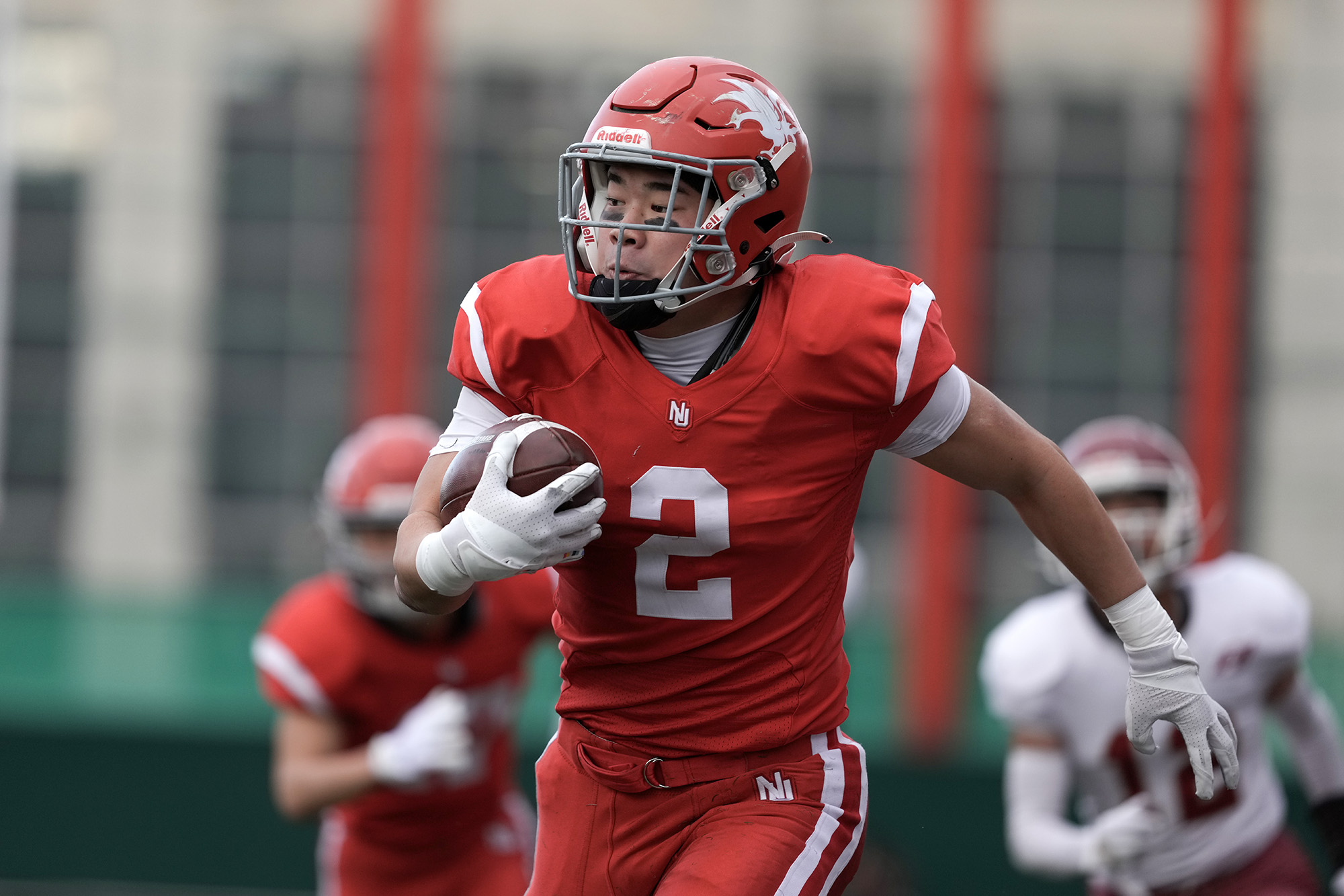 今季INTリターンTDを幾度も記録した日大SF白井=撮影：北川直樹