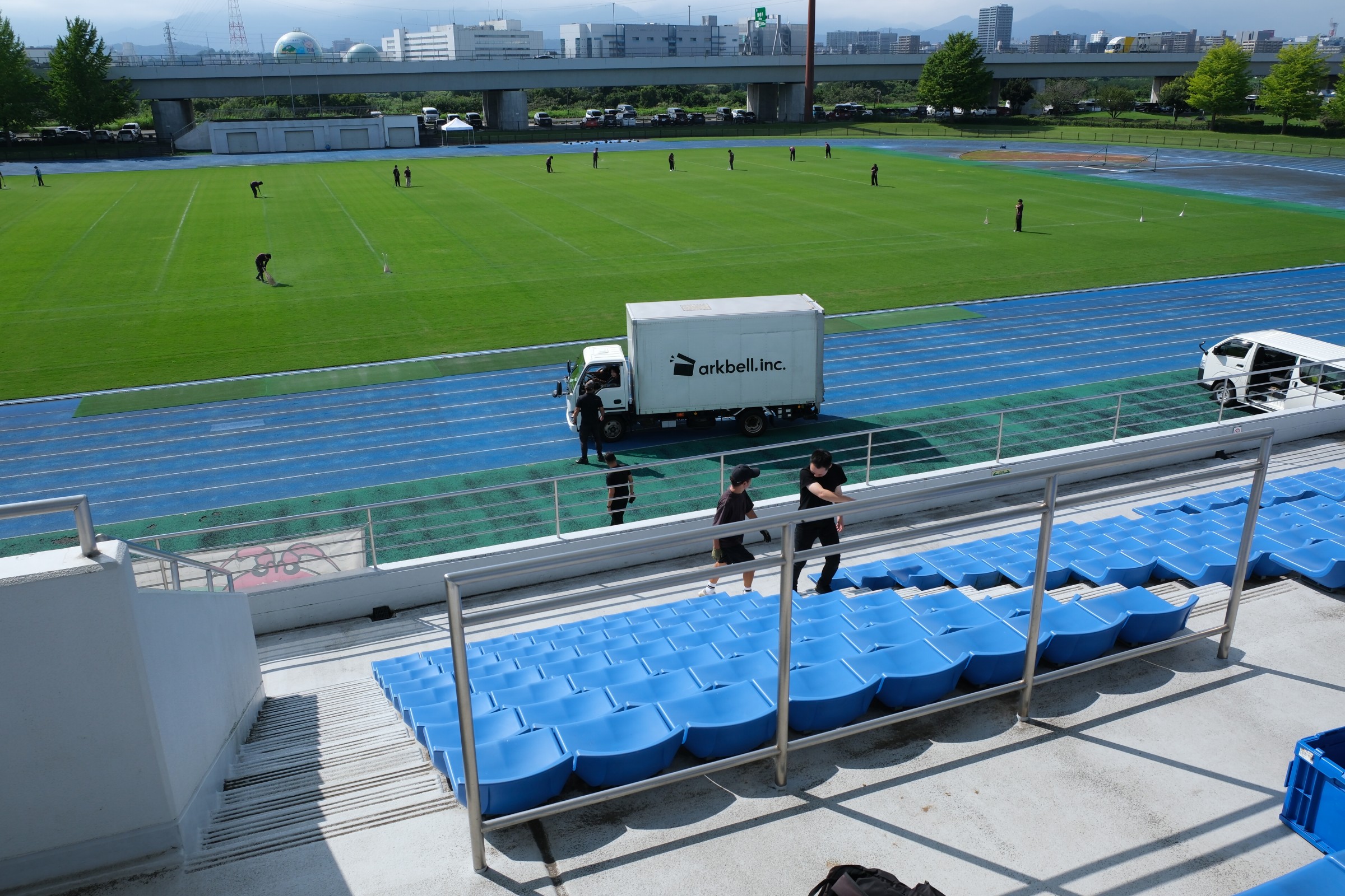 Xプレミア　オービック 対  富士フイルム海老名戦が試合中止となった海老名公園陸上競技場＝海老名公園陸上競技場で2026年9月13日午後2時、撮影:小座野容斉